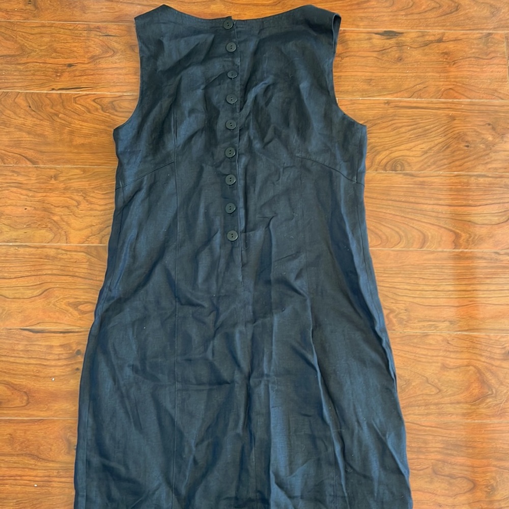 Nitya Black Linen Sleeveless Maxi Dress with Button Details on Back - Picture 11 of 12